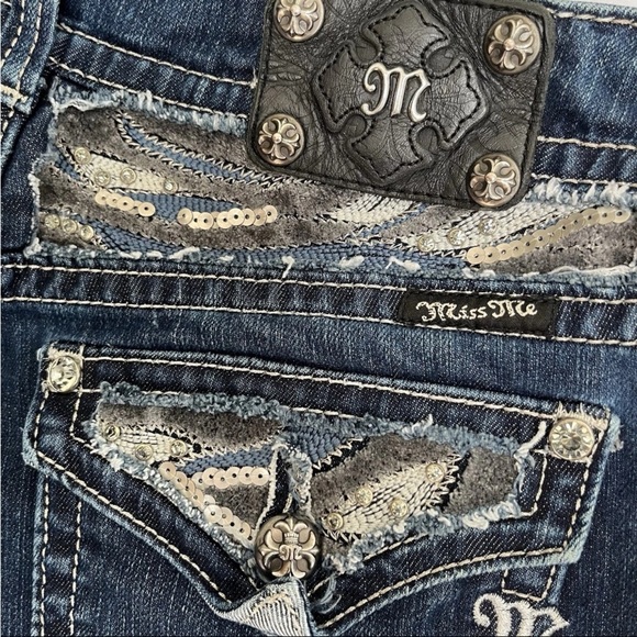 Miss Me Jeans Sz 30x32 Bootcut Sequined Dark Wash Y2K Bling Western JP5124B6 EUC - Picture 14 of 15